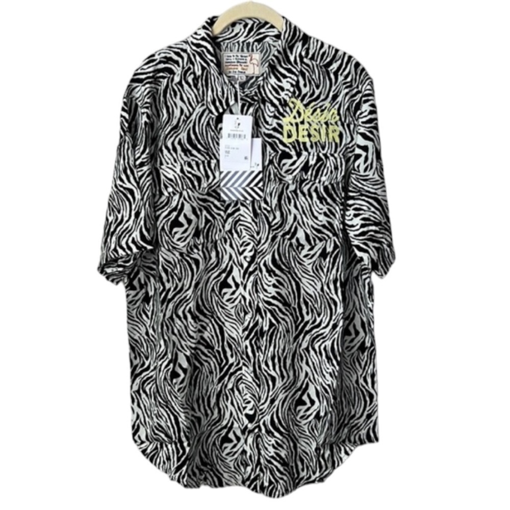 Free People x Sandrine Rose Zebra Animal Print Short Sleeve Top Size S - Picture 2 of 9